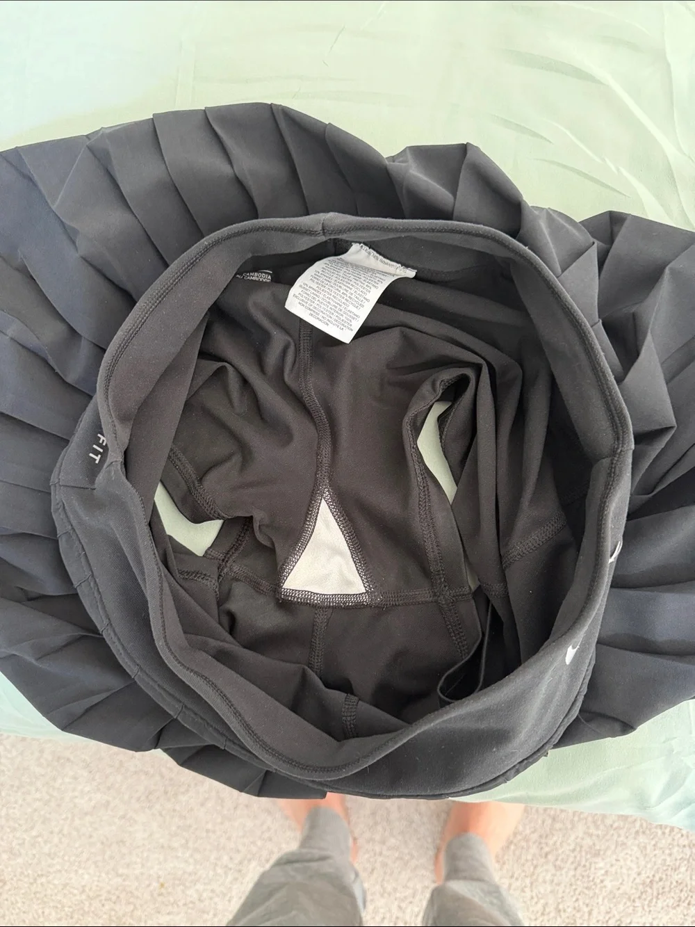Nike Black Pleated Athletic Skirt with White Swoosh